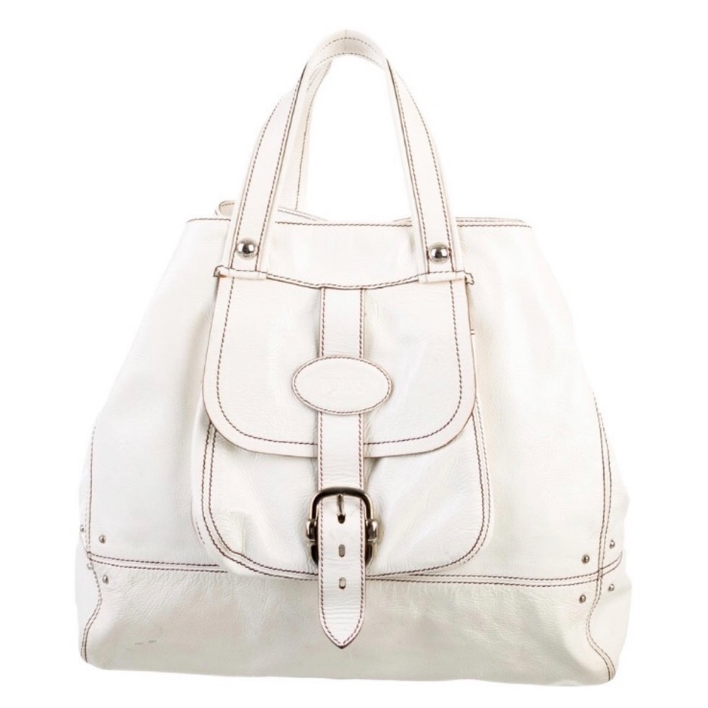 Tod's Creme Patent Leather Shoulder Bag